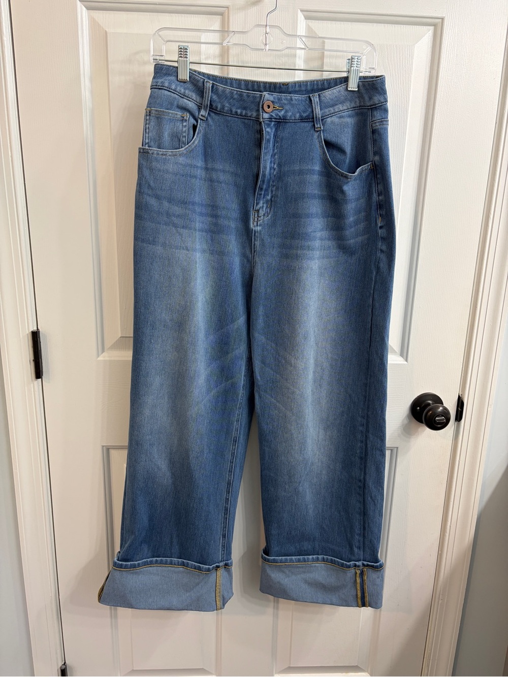 Halara flex high waisted pockets rolled hem wide leg - Picture 3 of 7